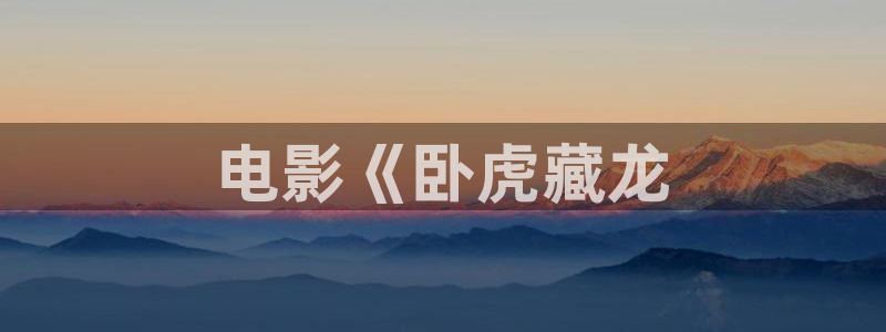 八戒八戒神马在线影院www：电影《卧虎藏龙